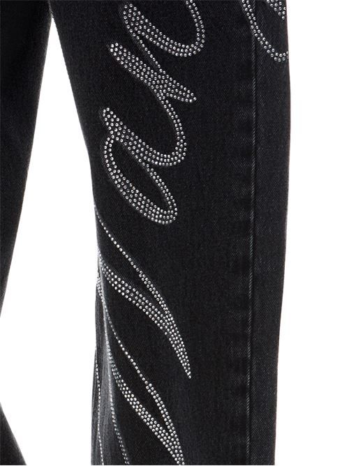 Jeans EZ a vita media con logo con strass termoapplicati Alexander Wang | 4DC3244455015